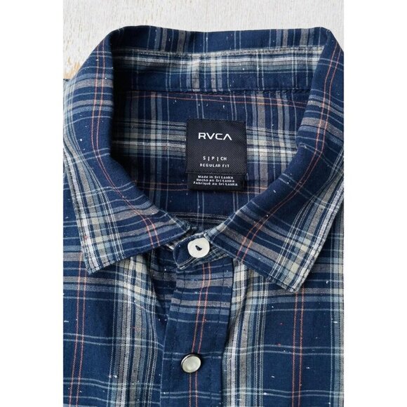 New RVCA Pearl Snap Flannel Plaid Long Sleeve Button Up Shirt Mens Sz Small NWT - Picture 12 of 16